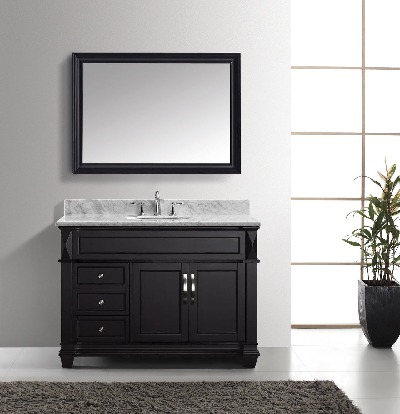 Virtu USA Victoria 48" Single Round Sink Espresso Top Vanity with Mirror Vanity Virtu USA 