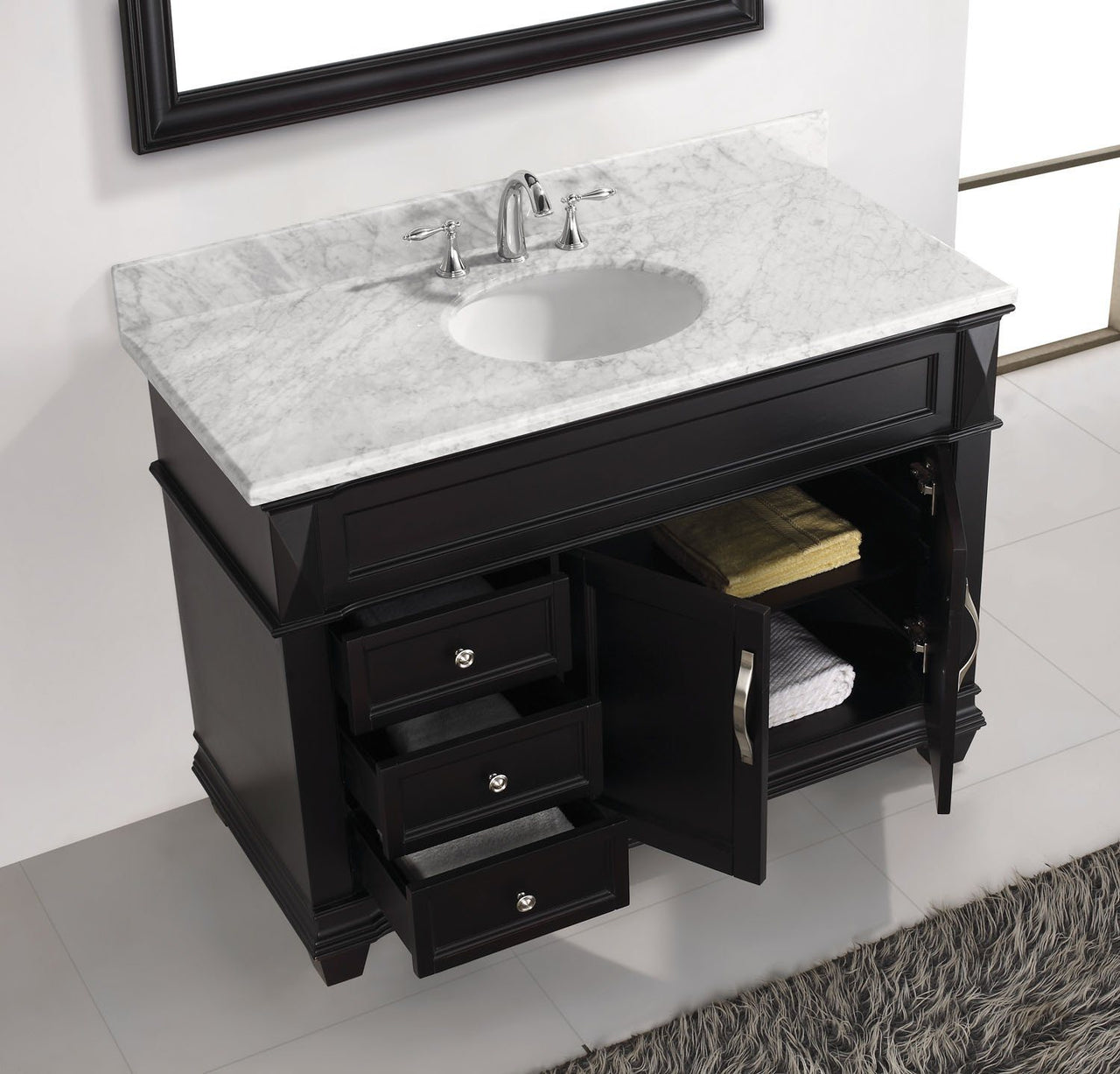 Virtu USA Victoria 48" Single Round Sink Espresso Top Vanity with Mirror Vanity Virtu USA 
