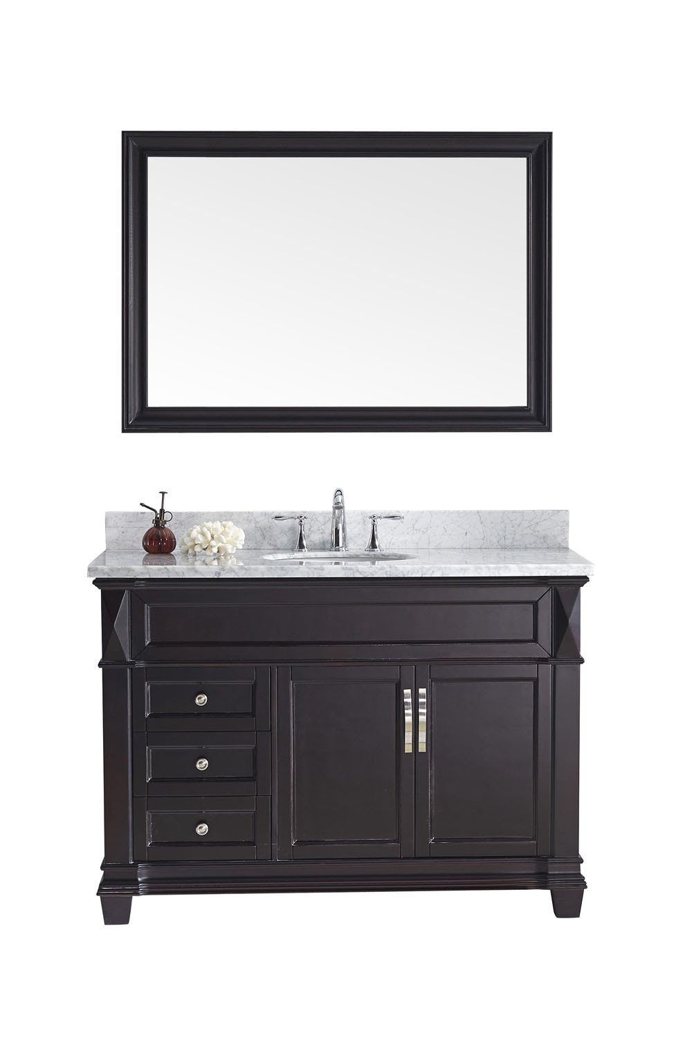 Virtu USA Victoria 48" Single Round Sink Espresso Top Vanity with Mirror Vanity Virtu USA 