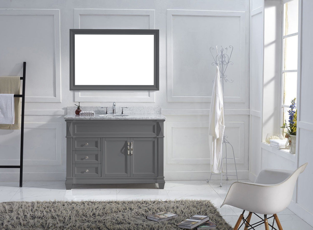 Virtu USA Victoria 48" Single Round Sink Grey Top Vanity in Grey with Mirror Vanity Virtu USA 