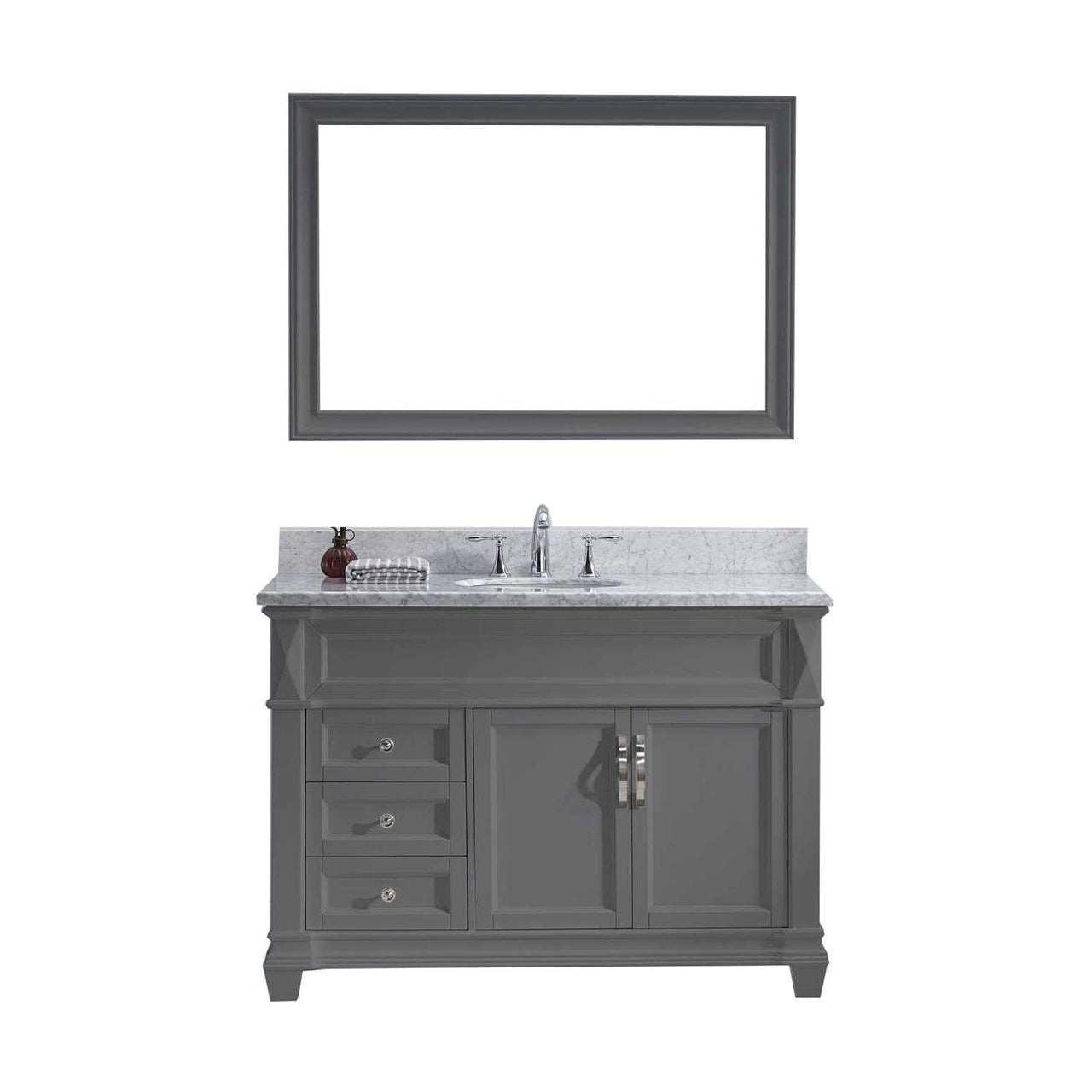 Virtu USA Victoria 48" Single Round Sink Grey Top Vanity in Grey with Mirror Vanity Virtu USA 