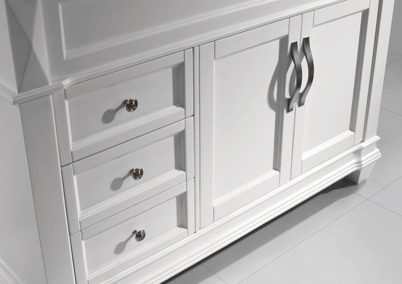 Virtu USA Victoria 48" Single Round Sink White Top Vanity in White with Mirror Vanity Virtu USA 