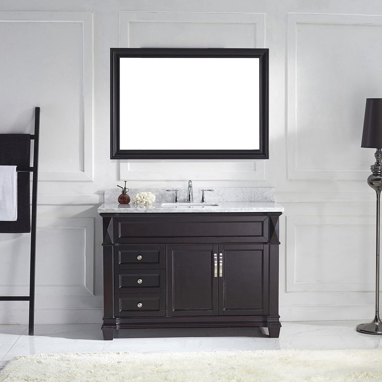 Virtu USA Victoria 48" Single Square Sink Espresso Top Vanity in Espresso with Mirror Vanity Virtu USA 