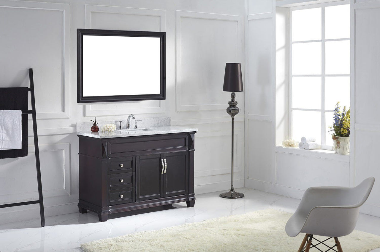 Virtu USA Victoria 48" Single Square Sink Espresso Top Vanity in Espresso with Mirror Vanity Virtu USA 