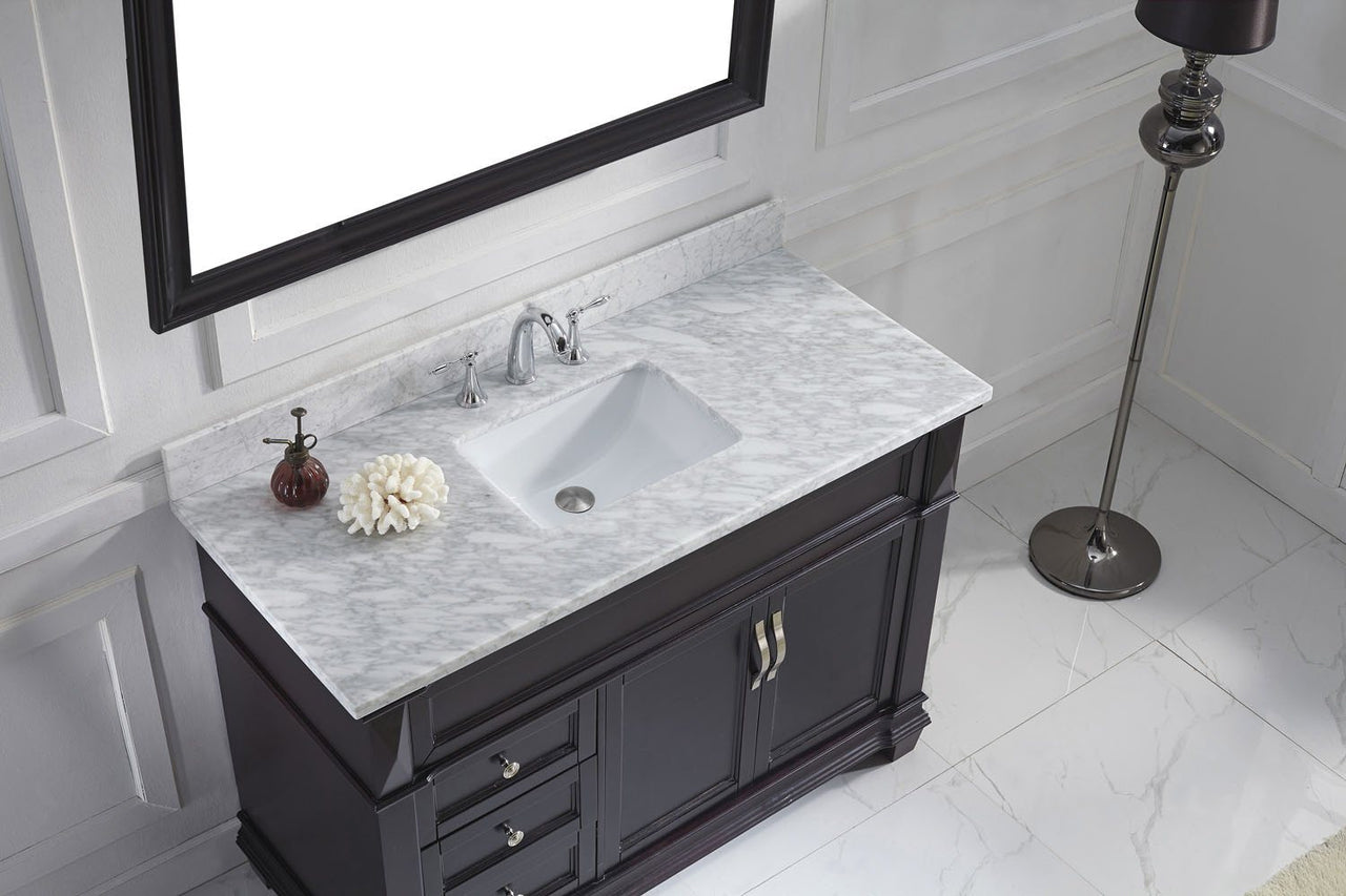 Virtu USA Victoria 48" Single Square Sink Espresso Top Vanity in Espresso with Mirror Vanity Virtu USA 
