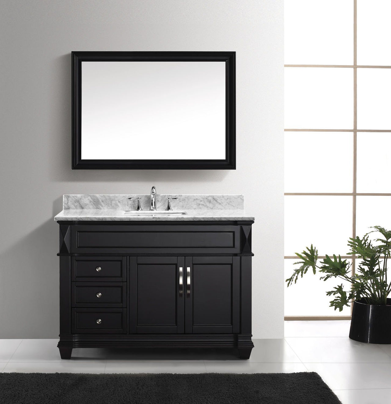 Virtu USA Victoria 48" Single Square Sink Espresso Top Vanity in Espresso with Mirror Vanity Virtu USA 