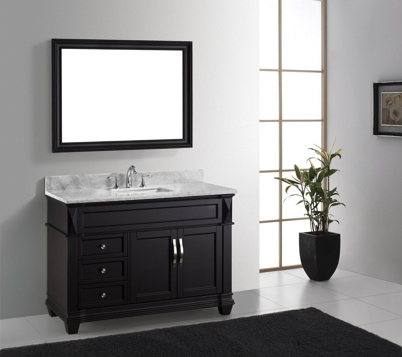 Virtu USA Victoria 48" Single Square Sink Espresso Top Vanity in Espresso with Mirror Vanity Virtu USA 