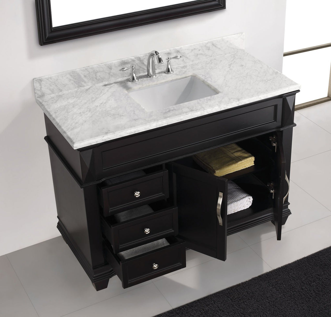 Virtu USA Victoria 48" Single Square Sink Espresso Top Vanity in Espresso with Mirror Vanity Virtu USA 