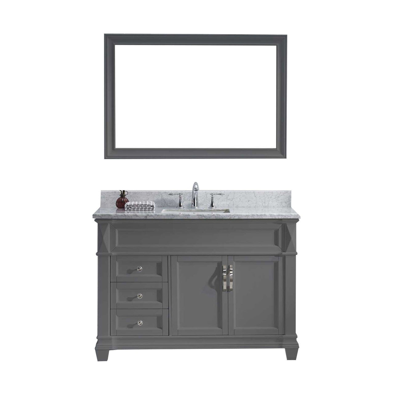 Virtu USA Victoria 48" Single Square Sink Grey Top Vanity in Grey with Mirror Vanity Virtu USA 