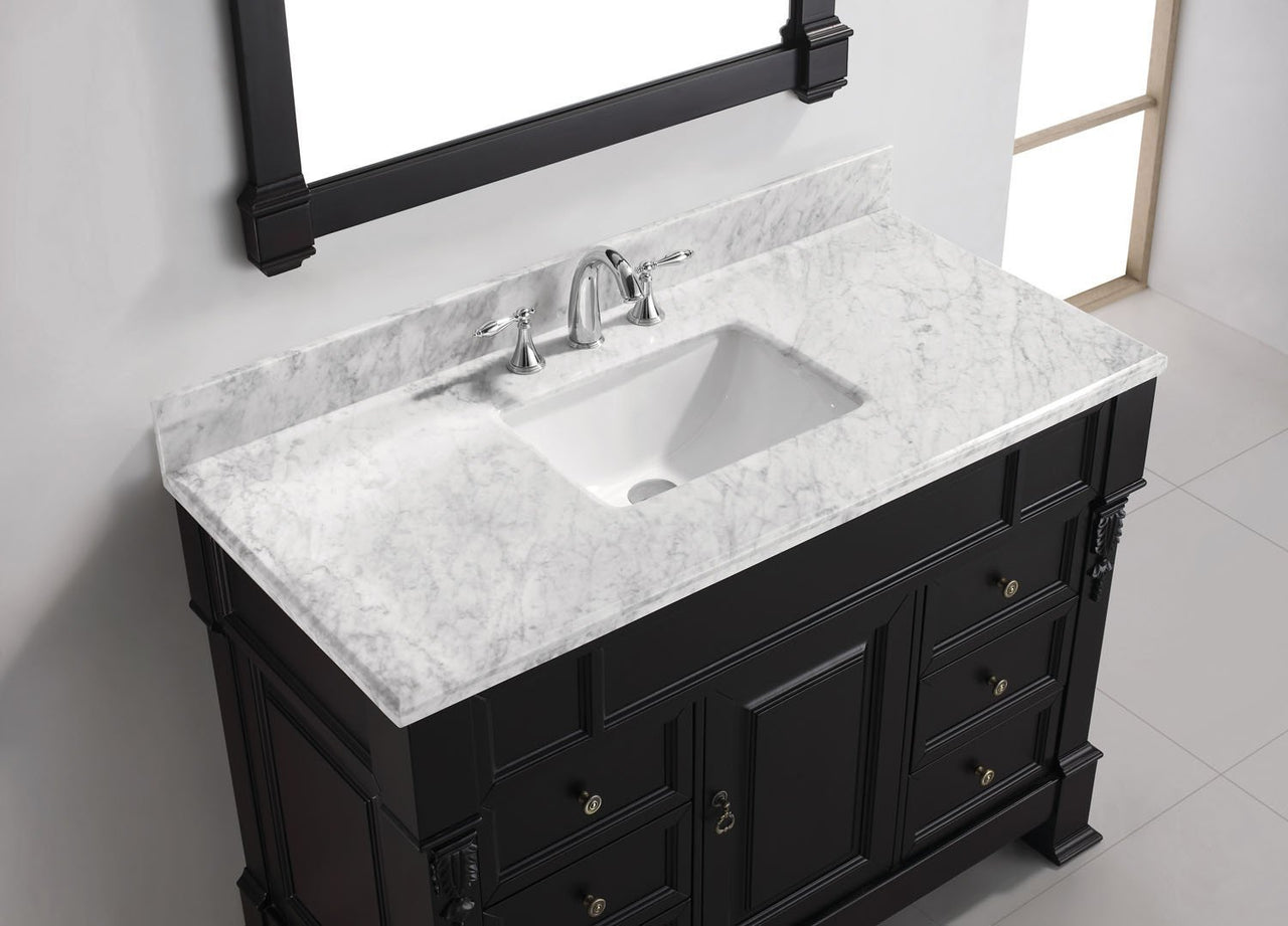 Virtu USA Huntshire Manor 48" Single Square Sink Dark Walnut Top Vanity with Mirror Vanity Virtu USA 