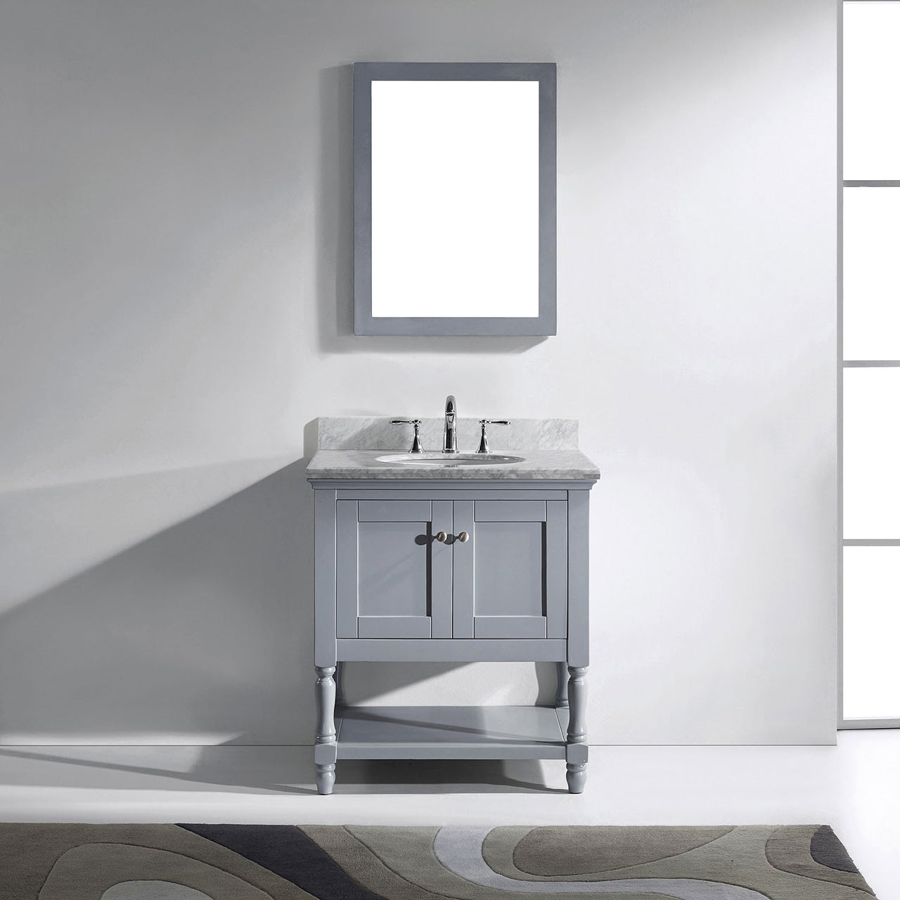 Virtu USA Julianna 32" Single Round Sink Grey Top Vanity in Grey with Mirror Vanity Virtu USA 