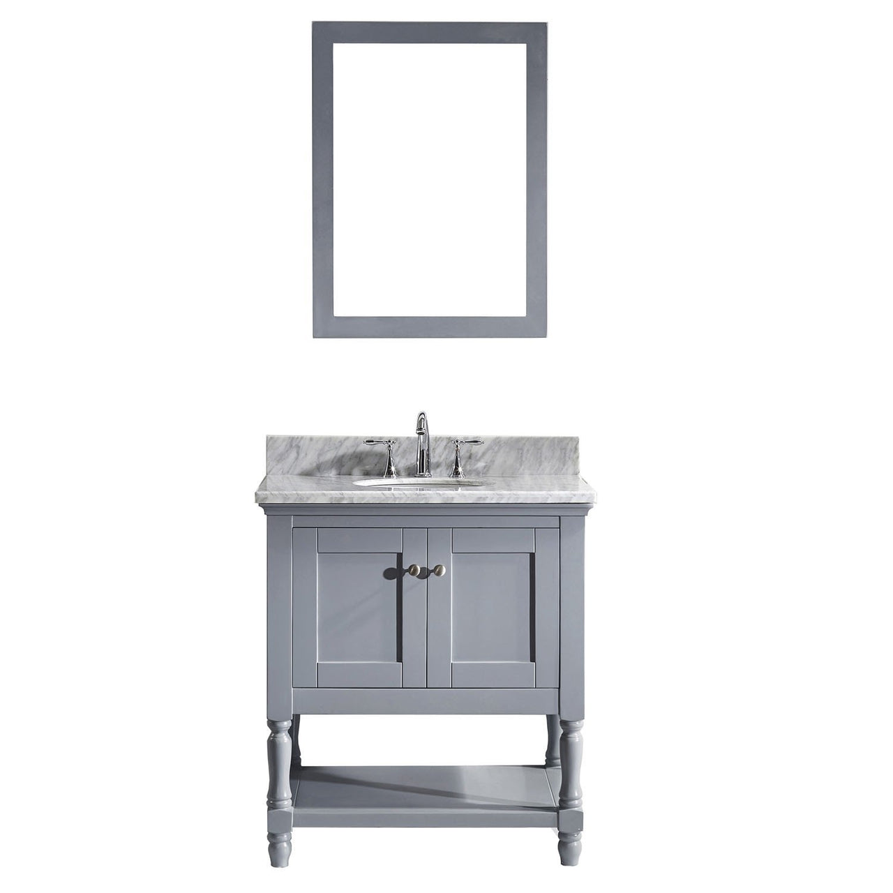 Virtu USA Julianna 32" Single Round Sink Grey Top Vanity in Grey with Mirror Vanity Virtu USA 