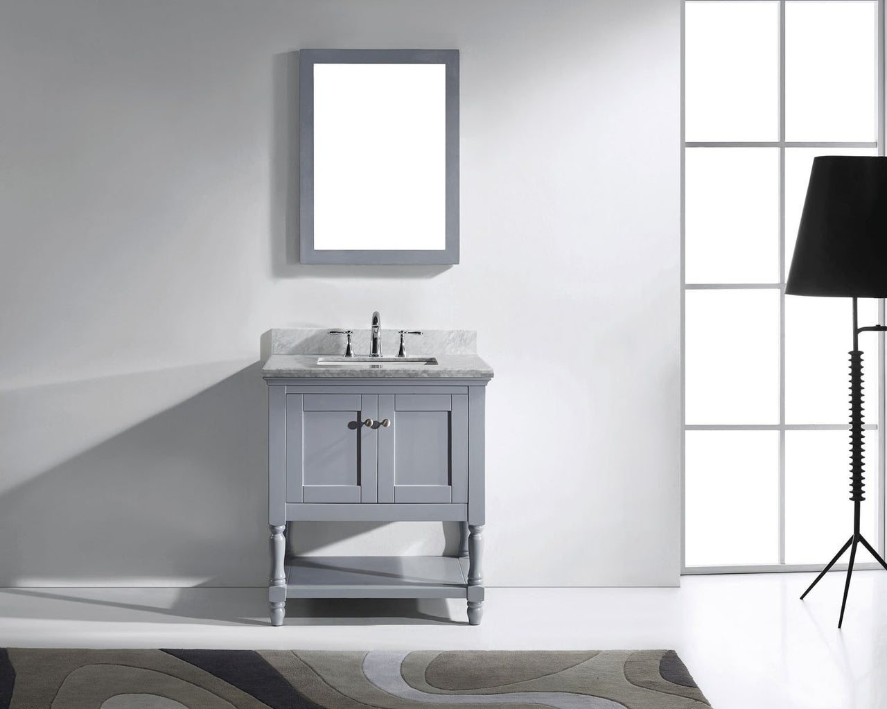 Virtu USA Julianna 32" Single Square Sink Grey Top Vanity in Grey with Mirror Vanity Virtu USA 