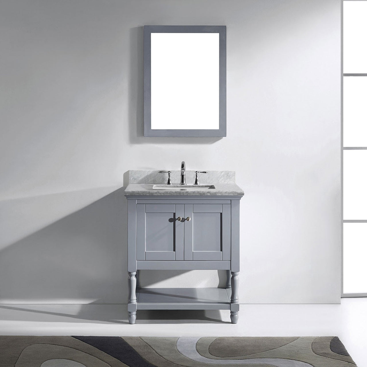 Virtu USA Julianna 32" Single Square Sink Grey Top Vanity in Grey with Mirror Vanity Virtu USA 