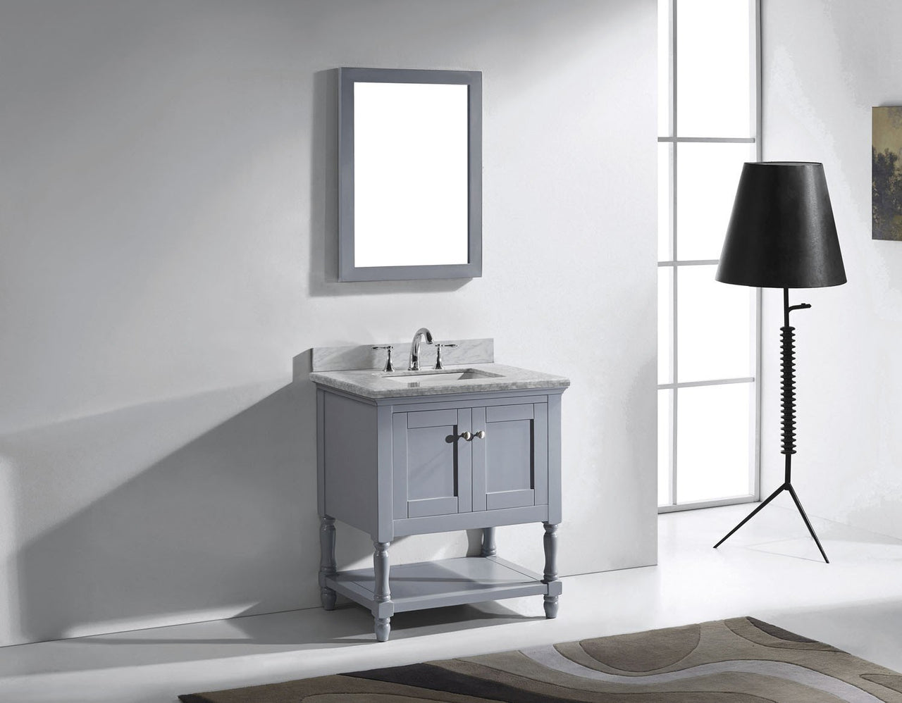 Virtu USA Julianna 32" Single Square Sink Grey Top Vanity in Grey with Mirror Vanity Virtu USA 