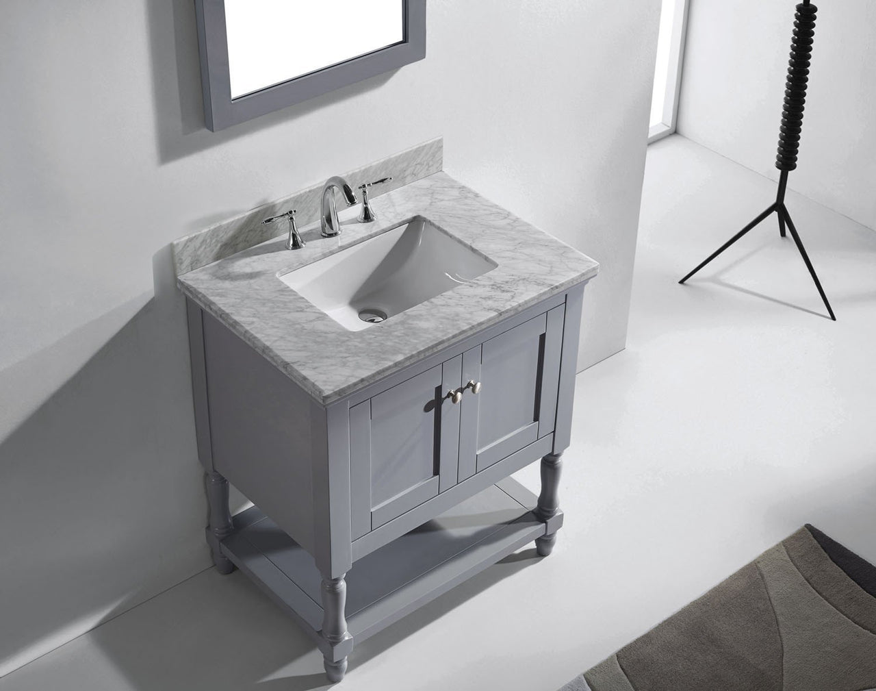 Virtu USA Julianna 32" Single Square Sink Grey Top Vanity in Grey with Mirror Vanity Virtu USA 