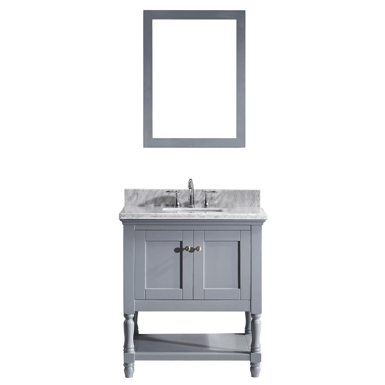 Virtu USA Julianna 32" Single Square Sink Grey Top Vanity in Grey with Mirror Vanity Virtu USA 