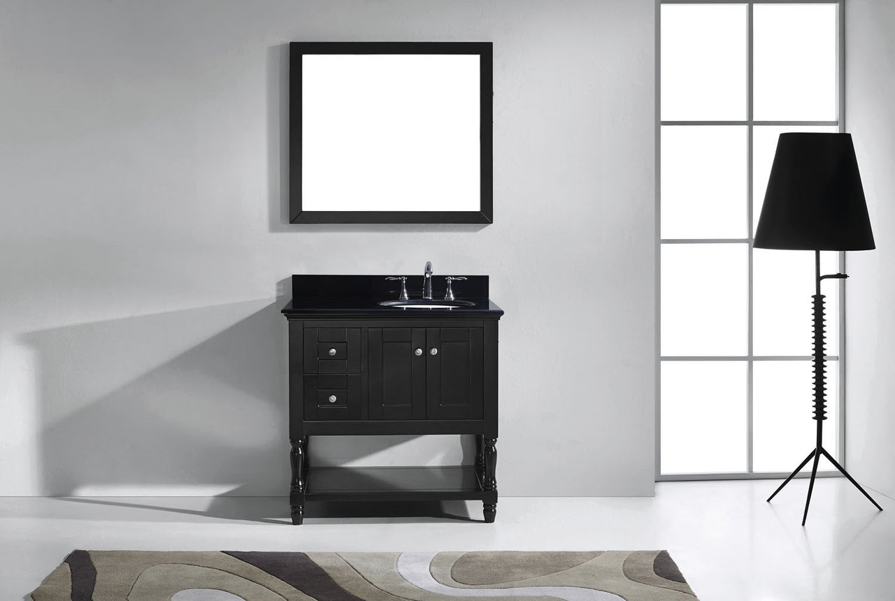 Virtu USA Julianna 36" Single Round Sink Espresso Top Vanity in Espresso with Mirror