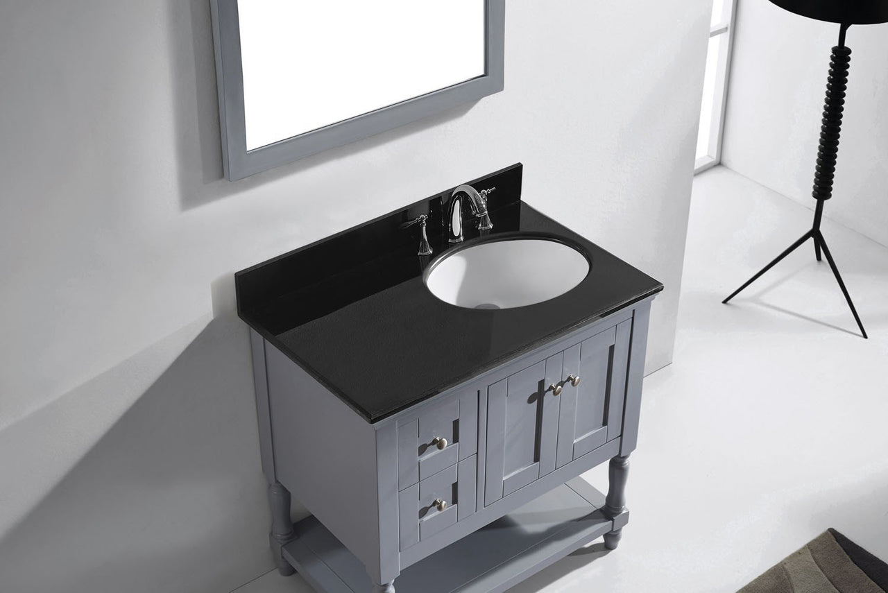 Virtu USA Julianna 36" Single Round Sink Grey Top Vanity in Grey with Mirror Vanity Virtu USA 