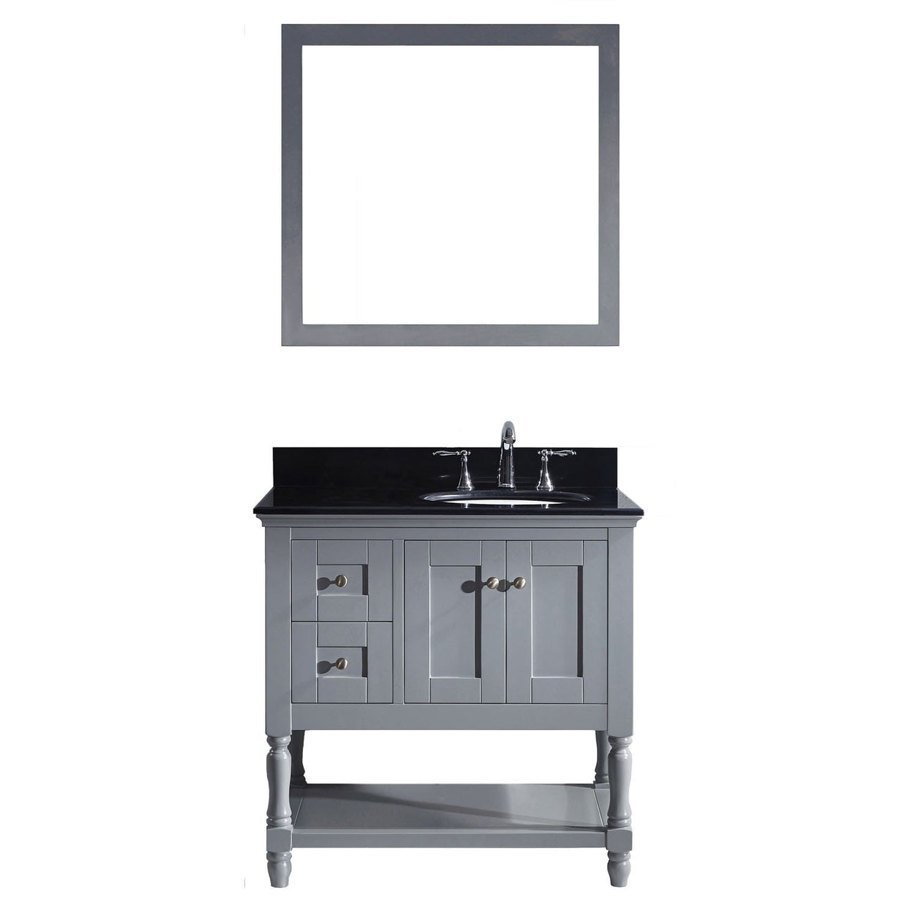 Virtu USA Julianna 36" Single Round Sink Grey Top Vanity in Grey with Mirror Vanity Virtu USA 