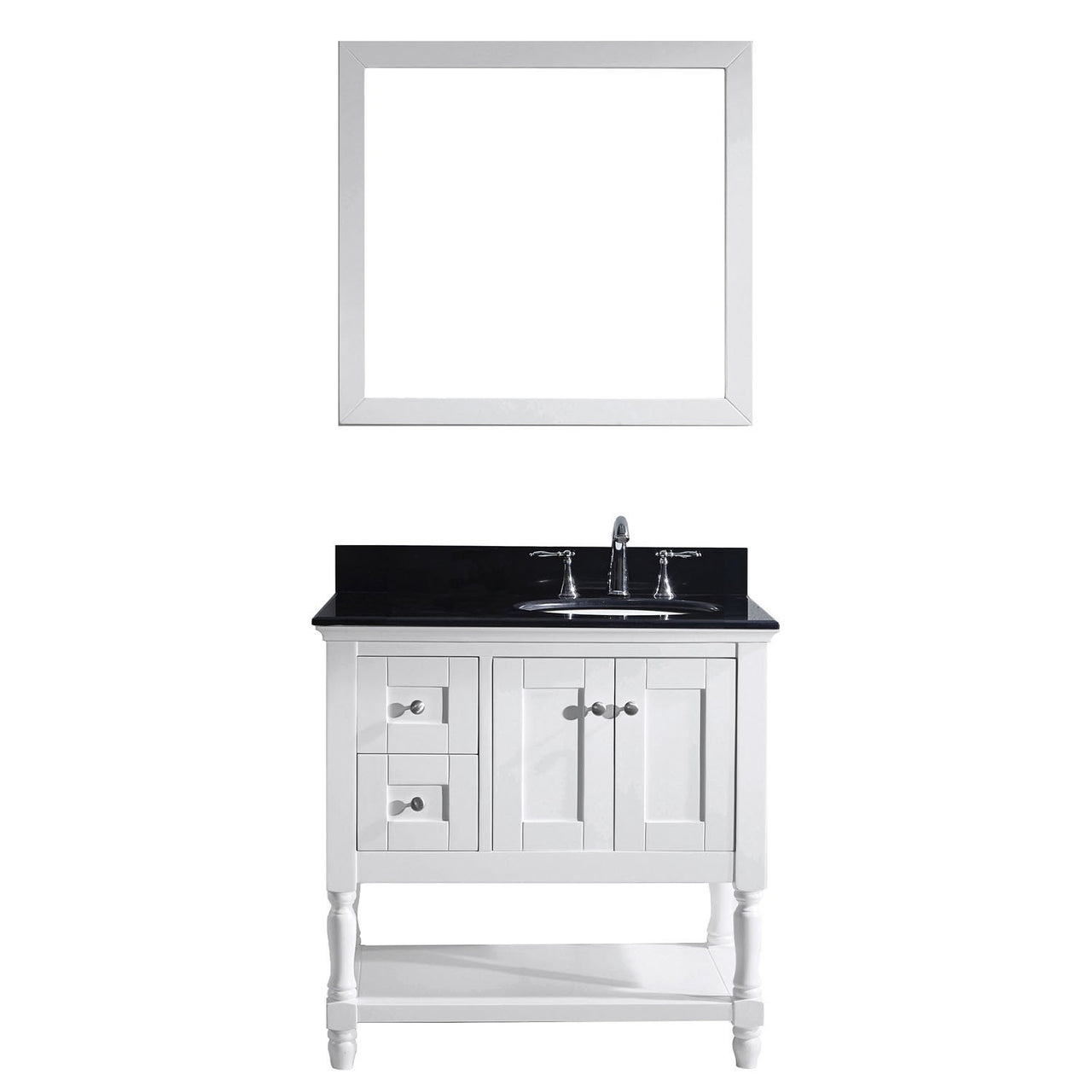 Virtu USA Julianna 36" Single Round Sink White Top Vanity in White with Mirror Vanity Virtu USA 