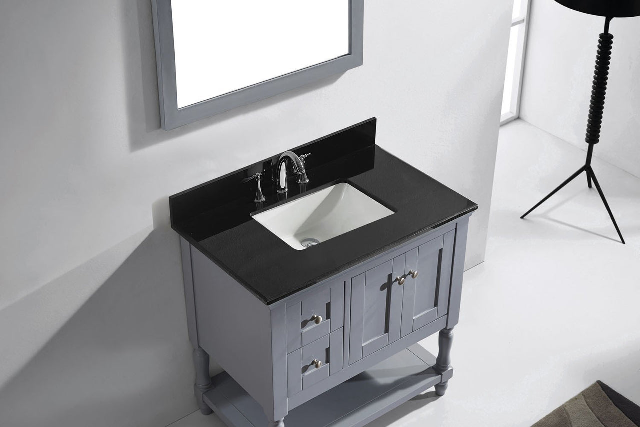 Virtu USA Julianna 36" Single Square Sink Grey Top Vanity in Grey with Mirror Vanity Virtu USA 