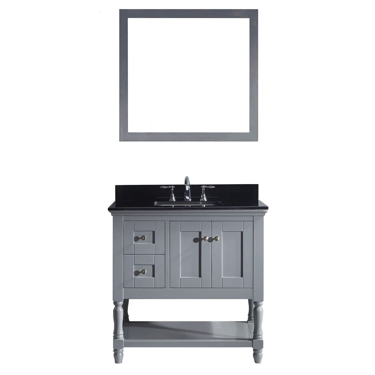 Virtu USA Julianna 36" Single Square Sink Grey Top Vanity in Grey with Mirror Vanity Virtu USA 