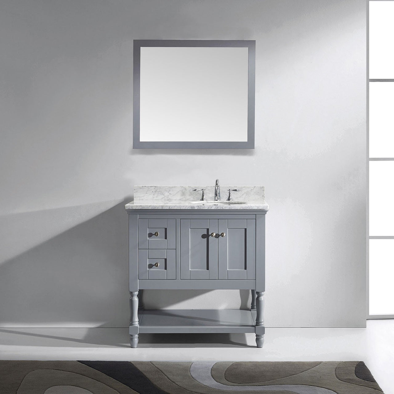 Virtu USA Julianna 36" Single Round Sink Grey Top Vanity in Grey with Mirror Vanity Virtu USA 