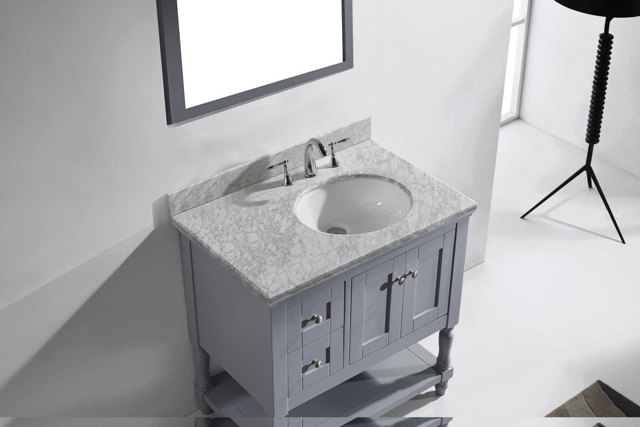 Virtu USA Julianna 36" Single Round Sink Grey Top Vanity in Grey with Mirror Vanity Virtu USA 