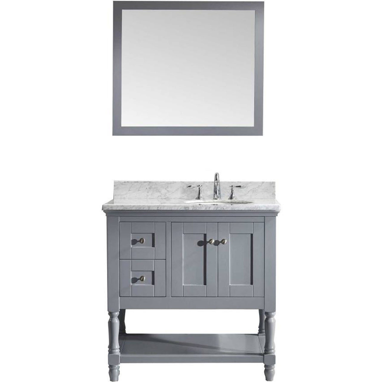 Virtu USA Julianna 36" Single Round Sink Grey Top Vanity in Grey with Mirror Vanity Virtu USA 