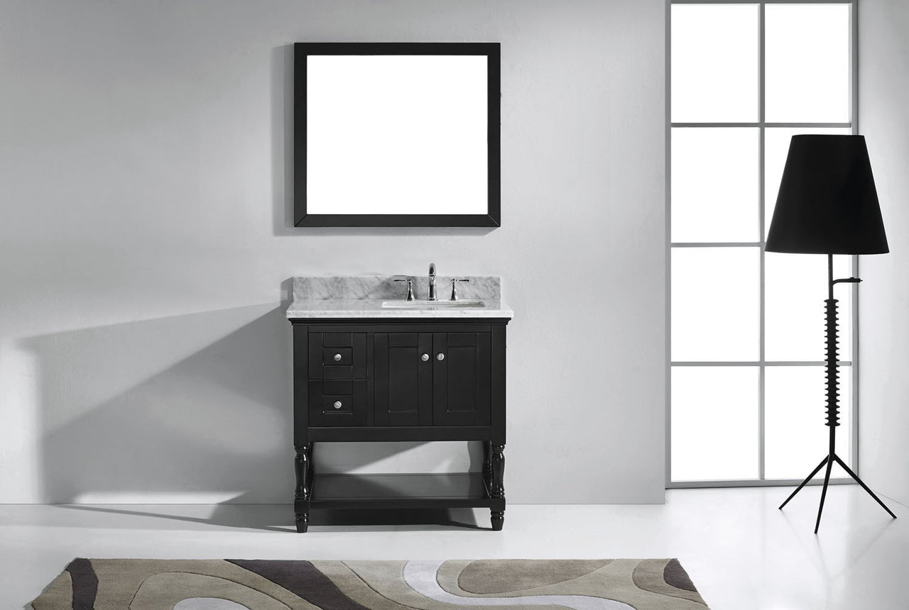 Virtu USA Julianna 36" Single Square Sink Espresso Top Vanity in Espresso with Mirror Vanity Virtu USA 