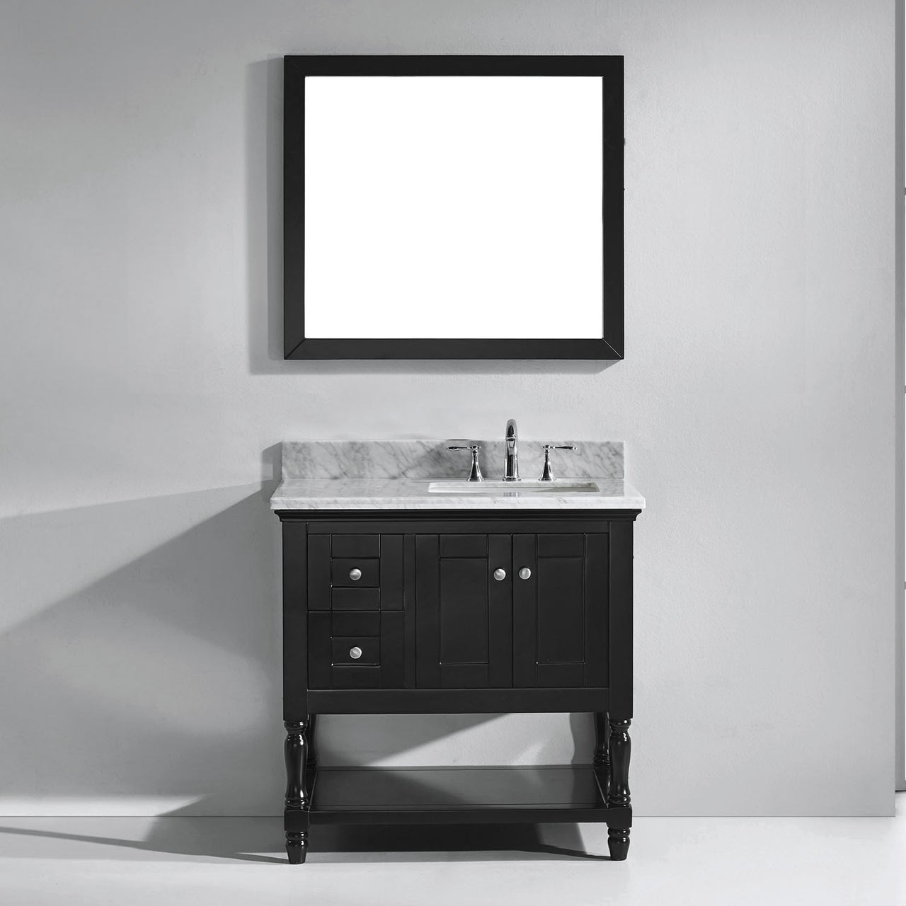 Virtu USA Julianna 36" Single Square Sink Espresso Top Vanity in Espresso with Mirror Vanity Virtu USA 