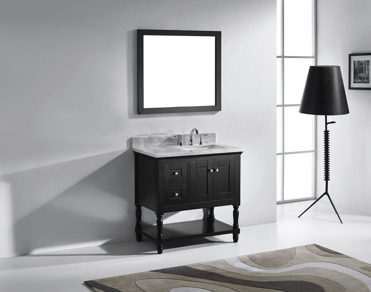 Virtu USA Julianna 36" Single Square Sink Espresso Top Vanity in Espresso with Mirror Vanity Virtu USA 