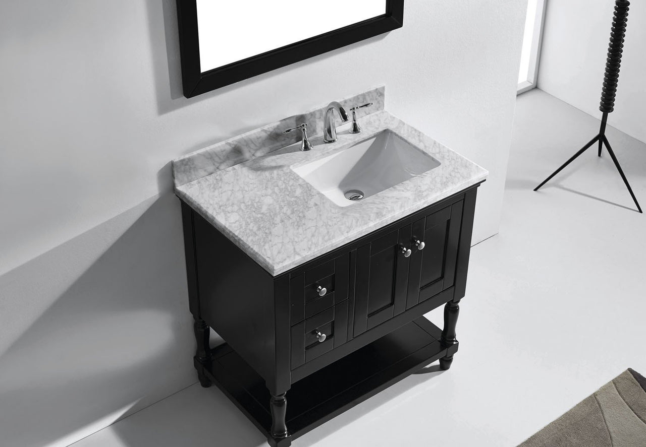 Virtu USA Julianna 36" Single Square Sink Espresso Top Vanity in Espresso with Mirror Vanity Virtu USA 