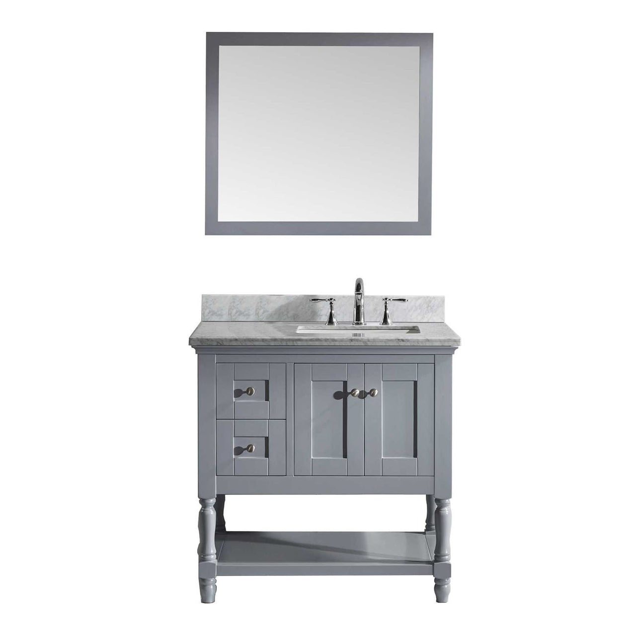 Virtu USA Julianna 36" Single Square Sink Grey Top Vanity in Grey with Mirror Vanity Virtu USA 