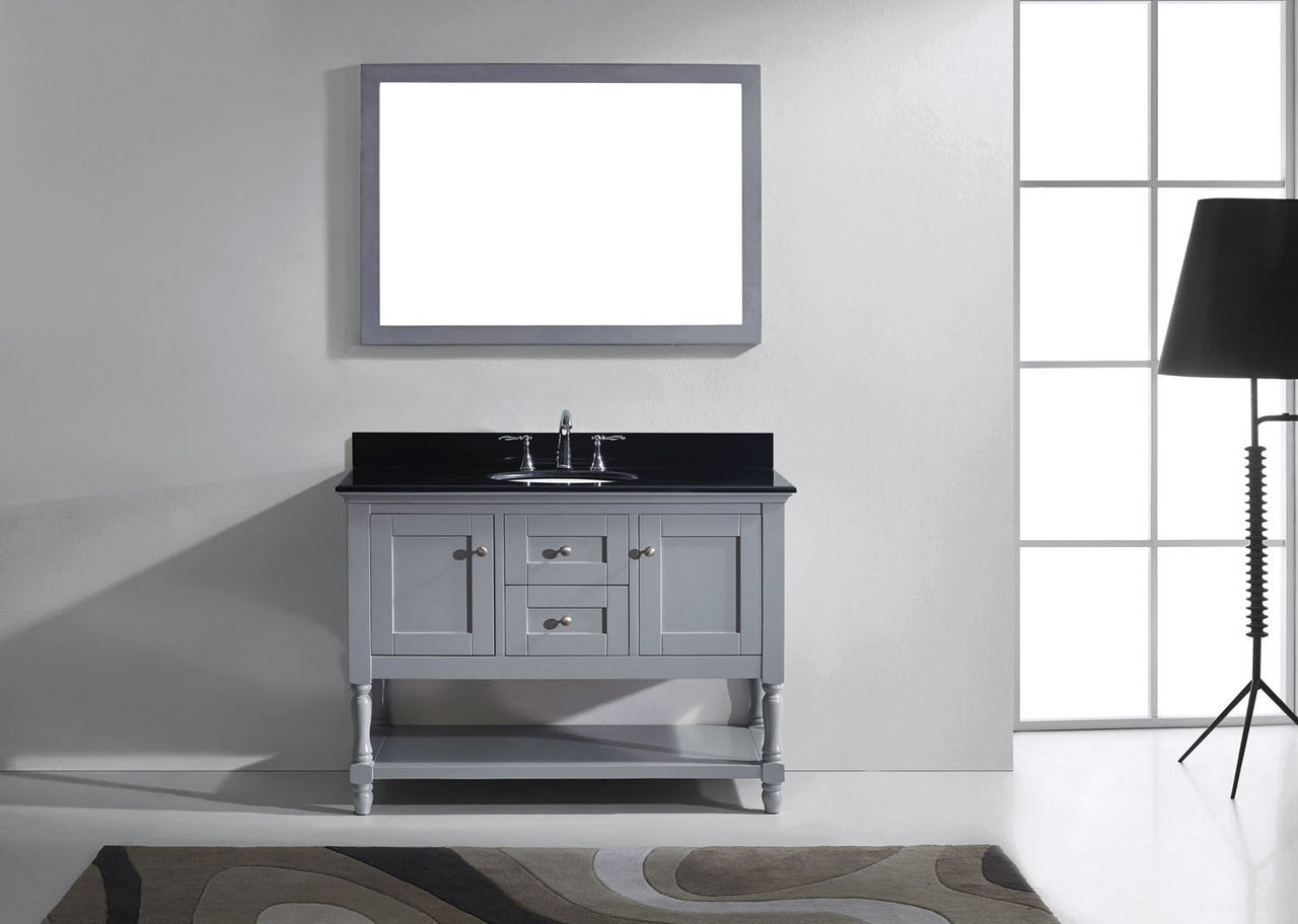 Virtu USA Julianna 48" Single Round Sink Grey Top Vanity in Grey with Mirror Vanity Virtu USA 