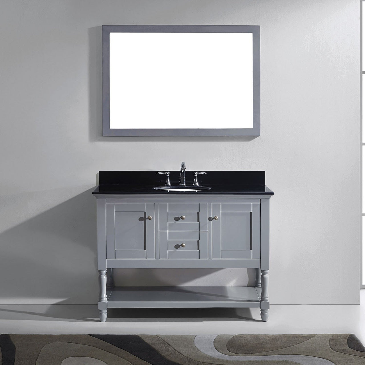 Virtu USA Julianna 48" Single Round Sink Grey Top Vanity in Grey with Mirror Vanity Virtu USA 