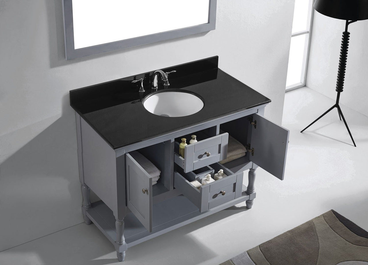 Virtu USA Julianna 48" Single Round Sink Grey Top Vanity in Grey with Mirror Vanity Virtu USA 