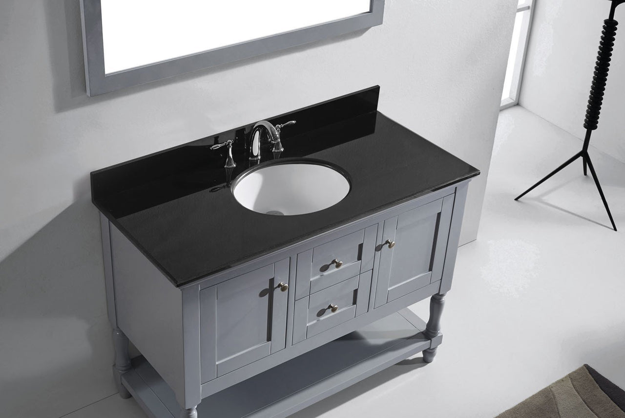 Virtu USA Julianna 48" Single Round Sink Grey Top Vanity in Grey with Mirror Vanity Virtu USA 