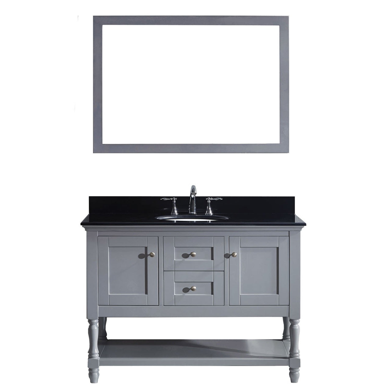 Virtu USA Julianna 48" Single Round Sink Grey Top Vanity in Grey with Mirror Vanity Virtu USA 