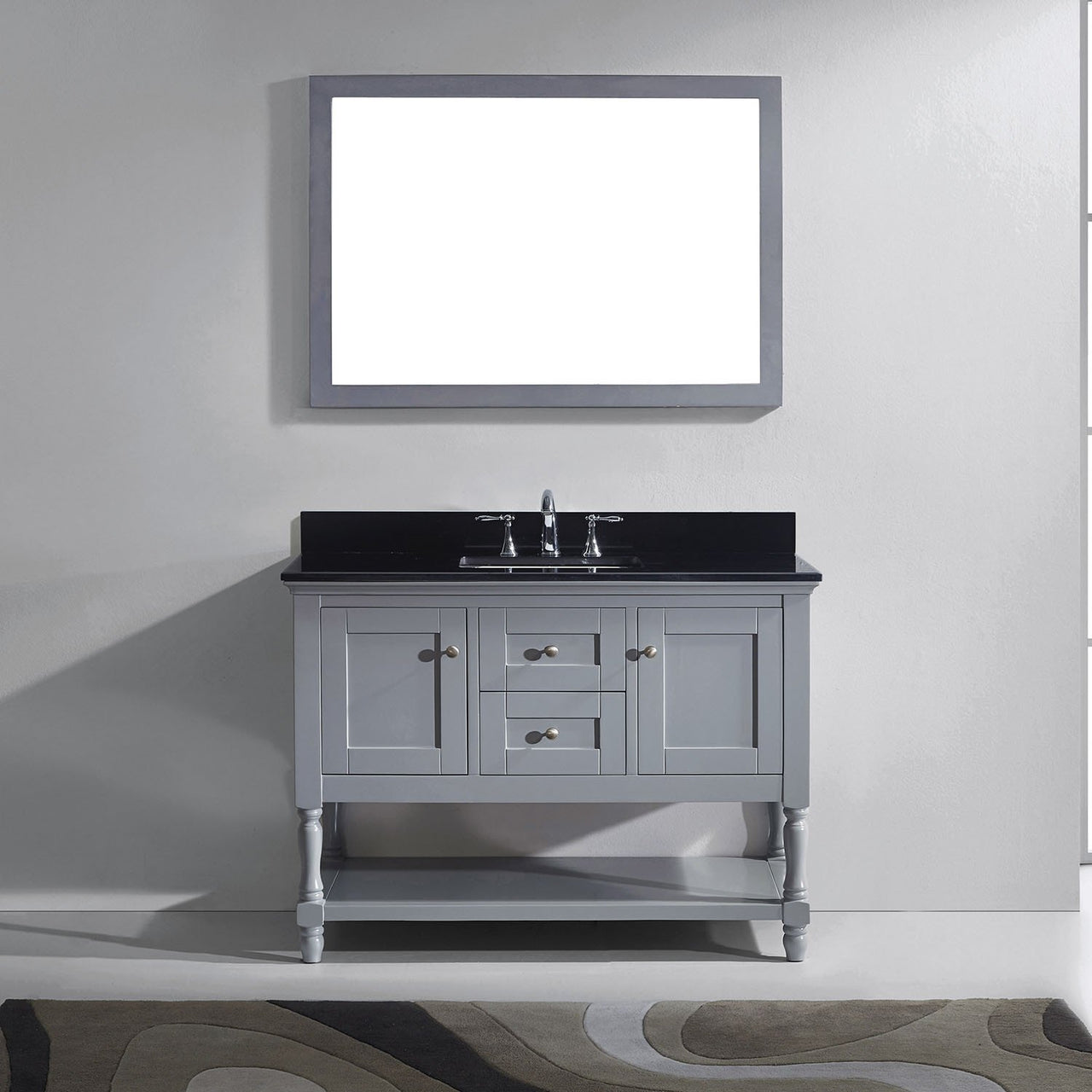 Virtu USA Julianna 48" Single Square Sink Grey Top Vanity in Grey with Mirror Vanity Virtu USA 