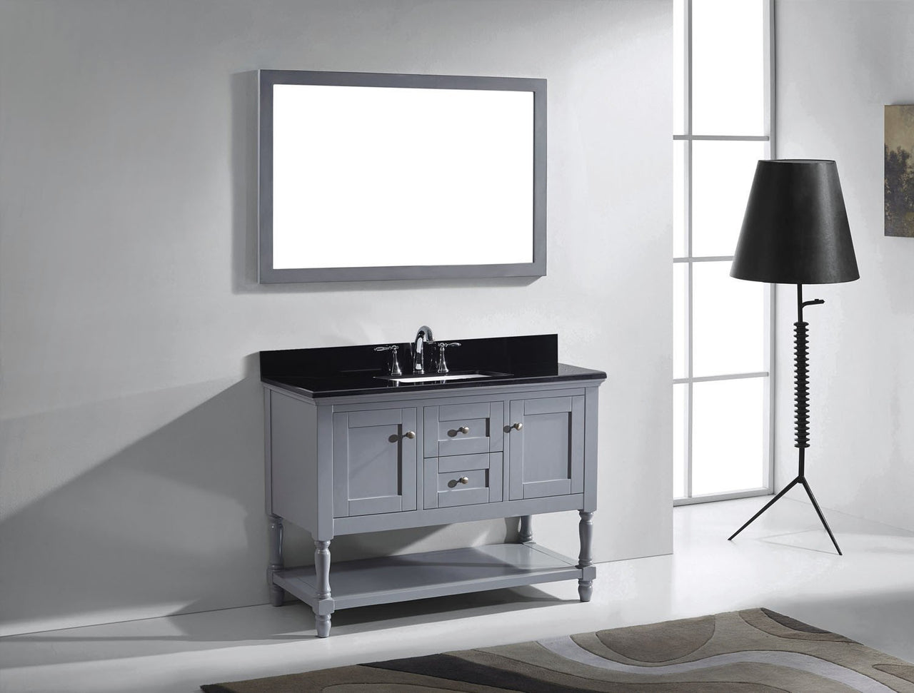 Virtu USA Julianna 48" Single Square Sink Grey Top Vanity in Grey with Mirror Vanity Virtu USA 