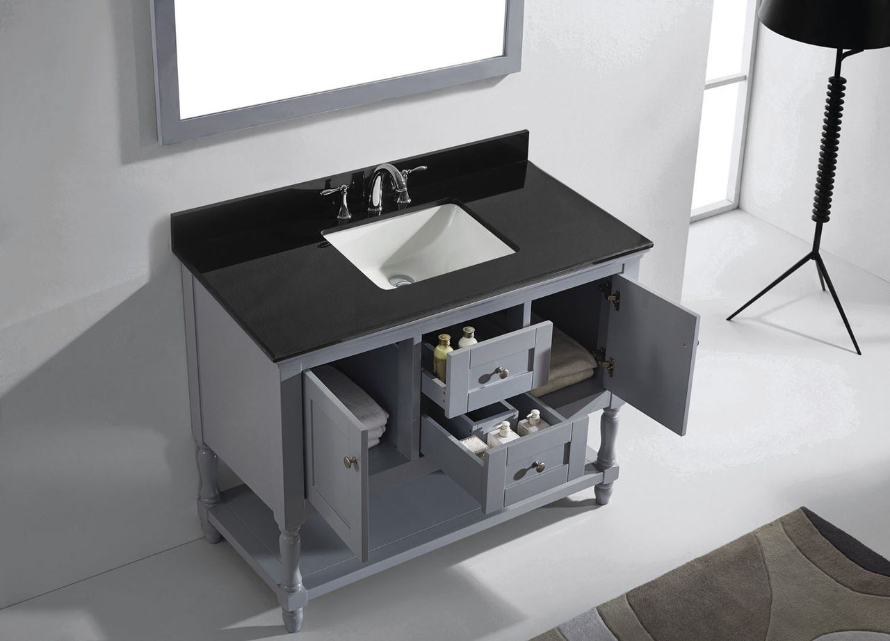 Virtu USA Julianna 48" Single Square Sink Grey Top Vanity in Grey with Mirror Vanity Virtu USA 