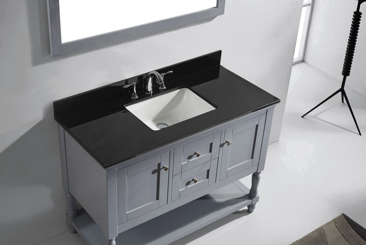 Virtu USA Julianna 48" Single Square Sink Grey Top Vanity in Grey with Mirror Vanity Virtu USA 