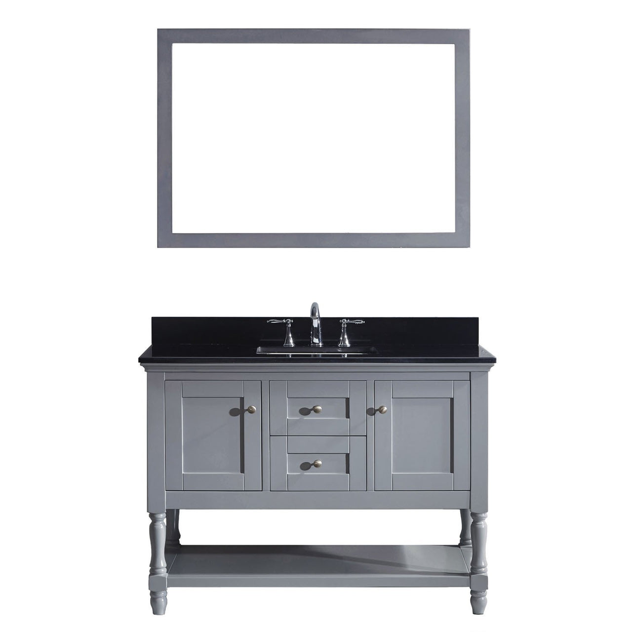 Virtu USA Julianna 48" Single Square Sink Grey Top Vanity in Grey with Mirror Vanity Virtu USA 