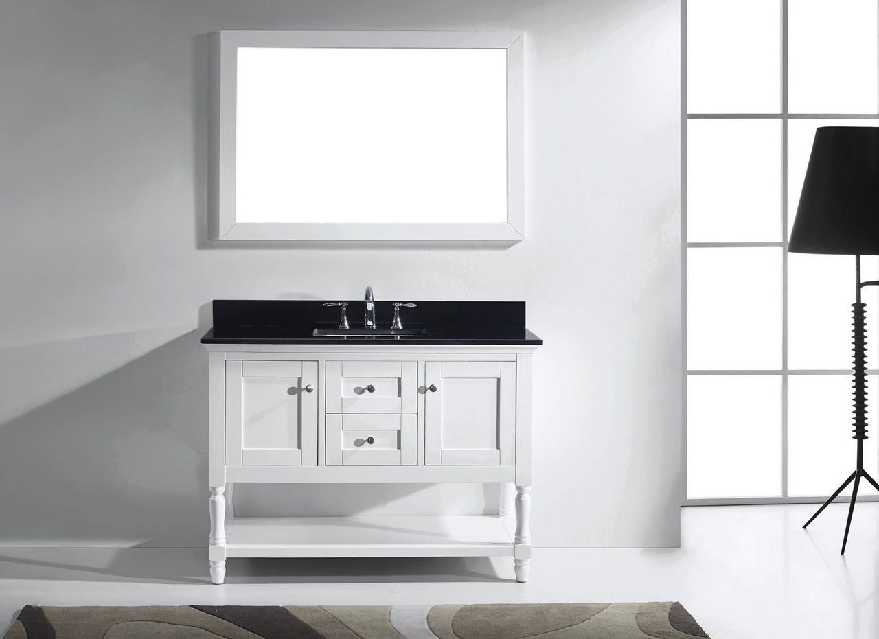 Virtu USA Julianna 48" Single Square Sink White Top Vanity in White with Mirror Vanity Virtu USA 