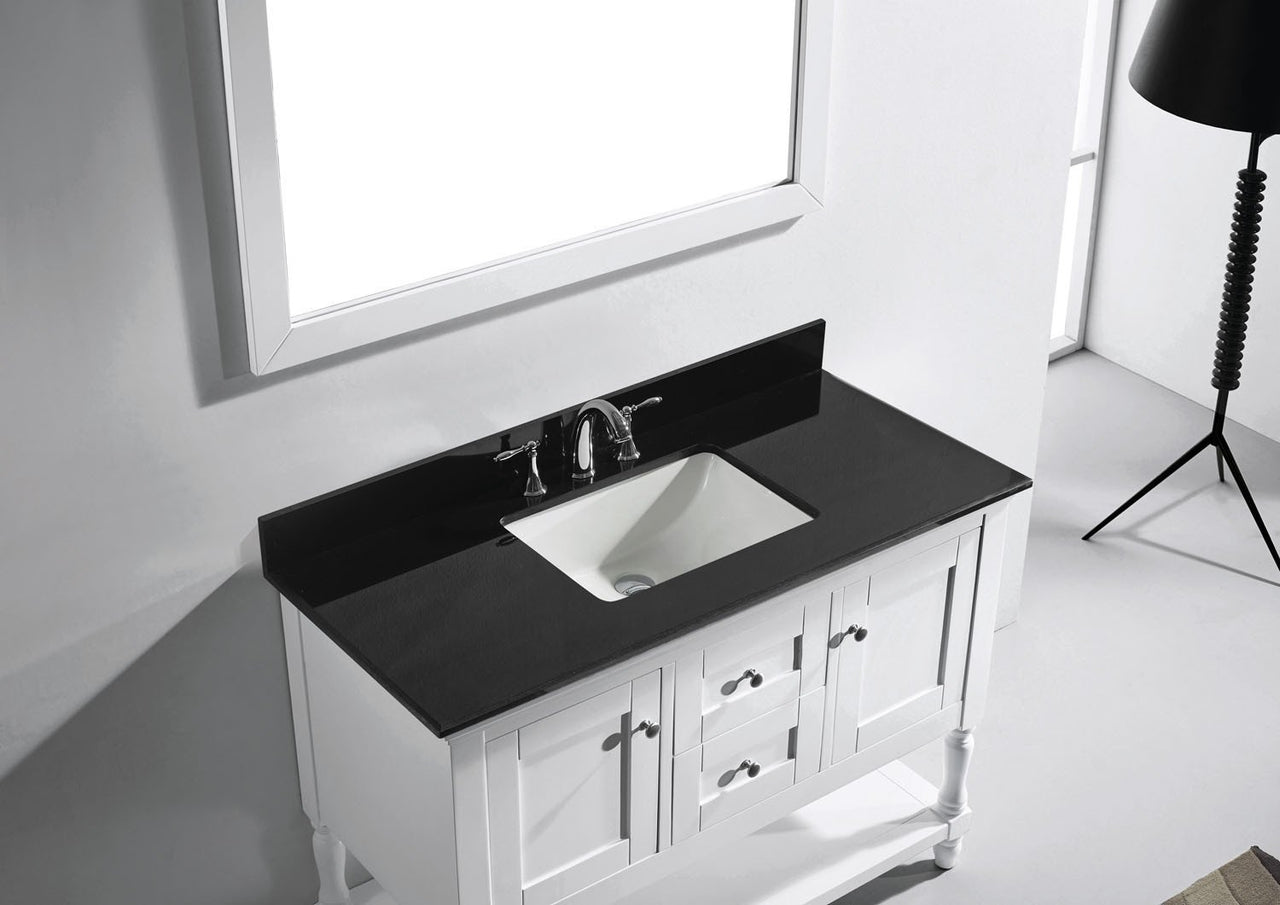 Virtu USA Julianna 48" Single Square Sink White Top Vanity in White with Mirror Vanity Virtu USA 