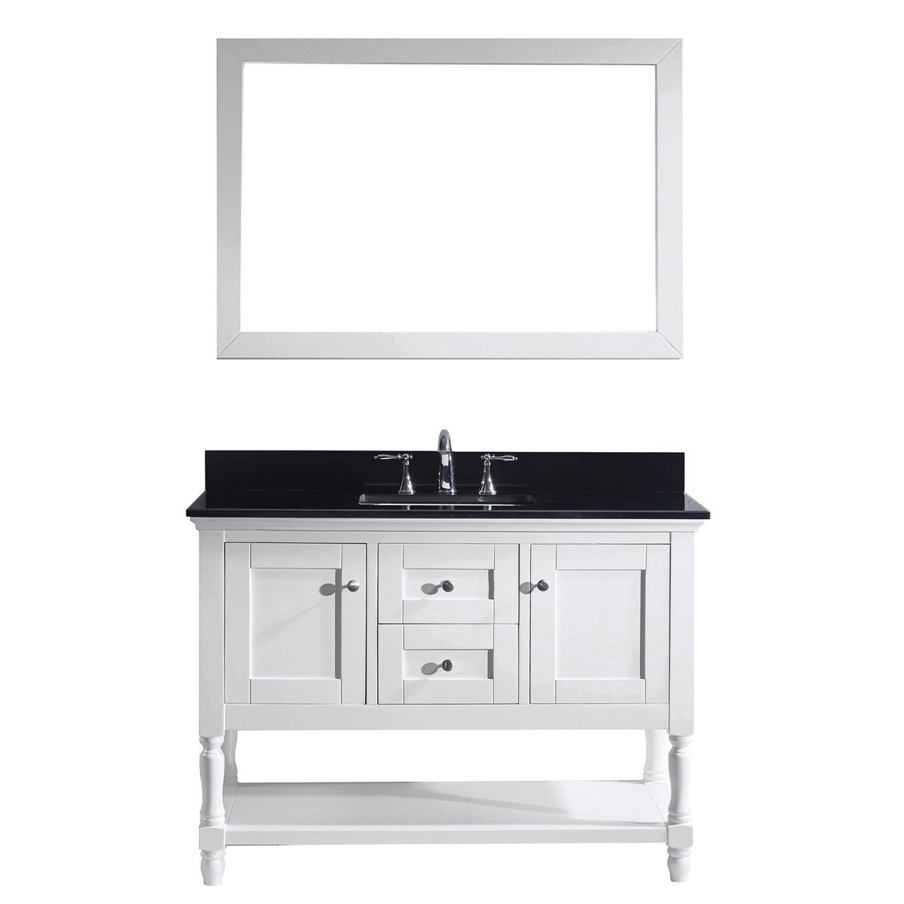 Virtu USA Julianna 48" Single Square Sink White Top Vanity in White with Mirror Vanity Virtu USA 