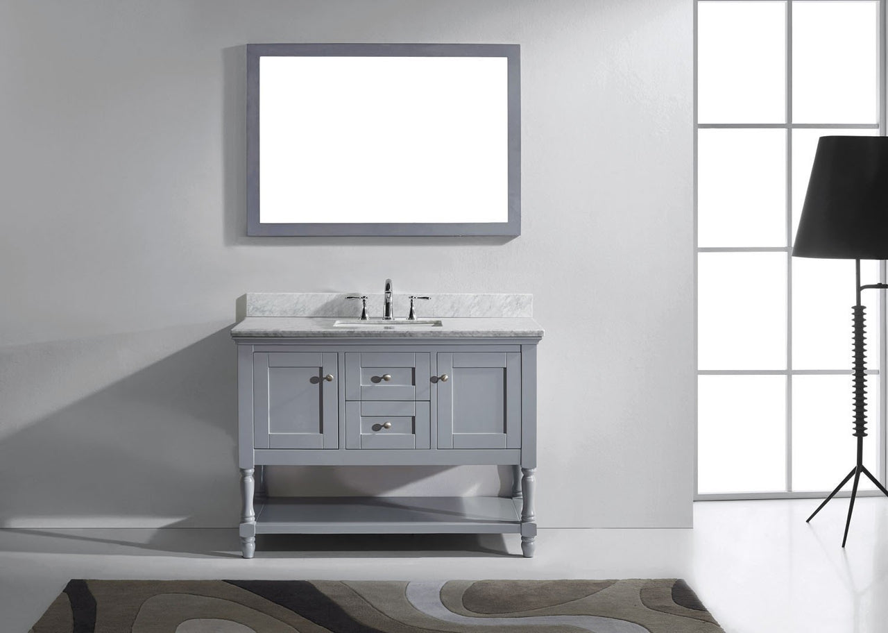 Virtu USA Julianna 48" Single Square Sink Grey Top Vanity in Grey with Mirror Vanity Virtu USA 