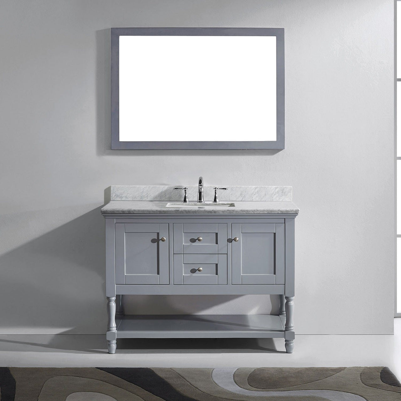 Virtu USA Julianna 48" Single Square Sink Grey Top Vanity in Grey with Mirror Vanity Virtu USA 